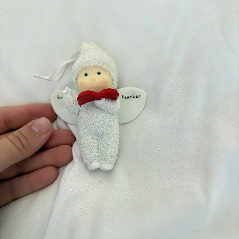 Department 56 Snow Baby Ornament Angel Best Teacher Book Enesco‎ 2010 White